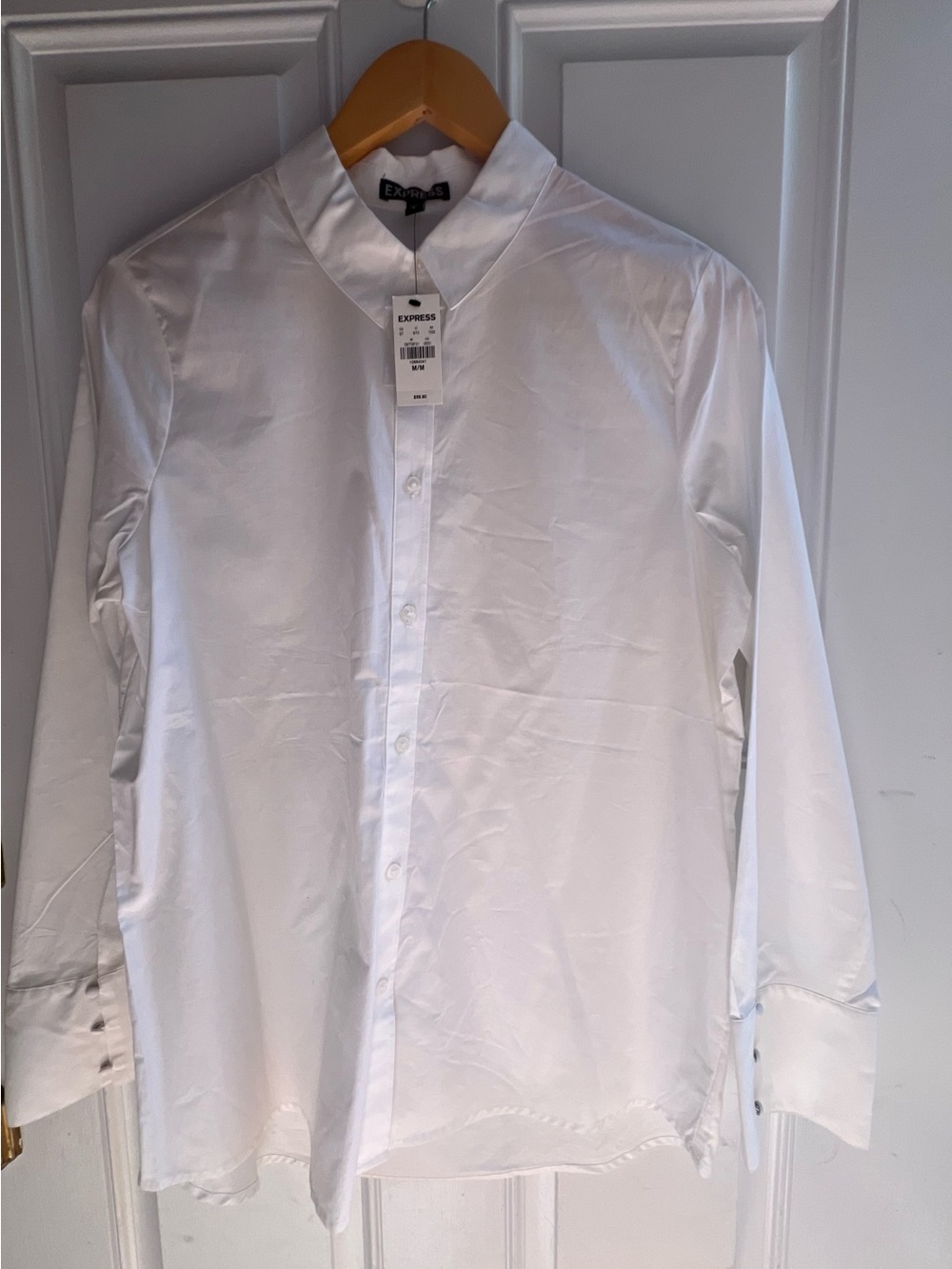 Express White Long-Sleeve Button-Down Shirt